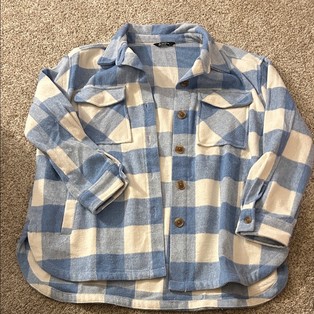 Blue and White Plaid Women's Top